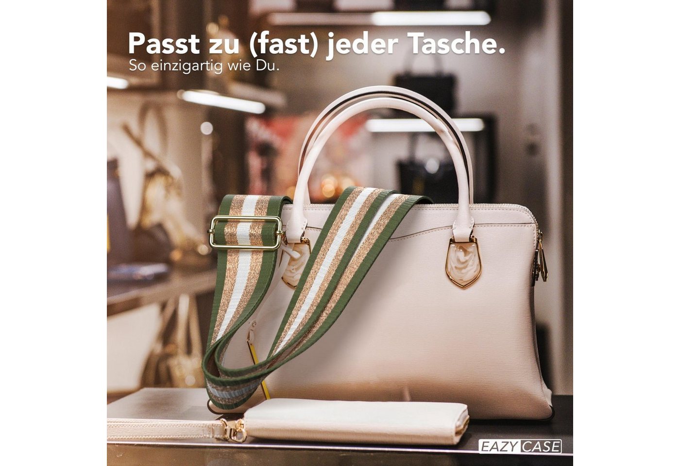 EAZY CASE Schulterriemen Schultergurte für Taschen gemustert Schulterriemen Taschenband Schultergurt zum Wechseln Tasche Gold Grün Bild 5