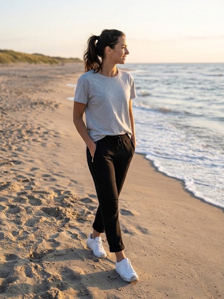 CLEO STYLE Jogger Pants Damen Jogginghose 814136 34-38 Schwarz Bild 3