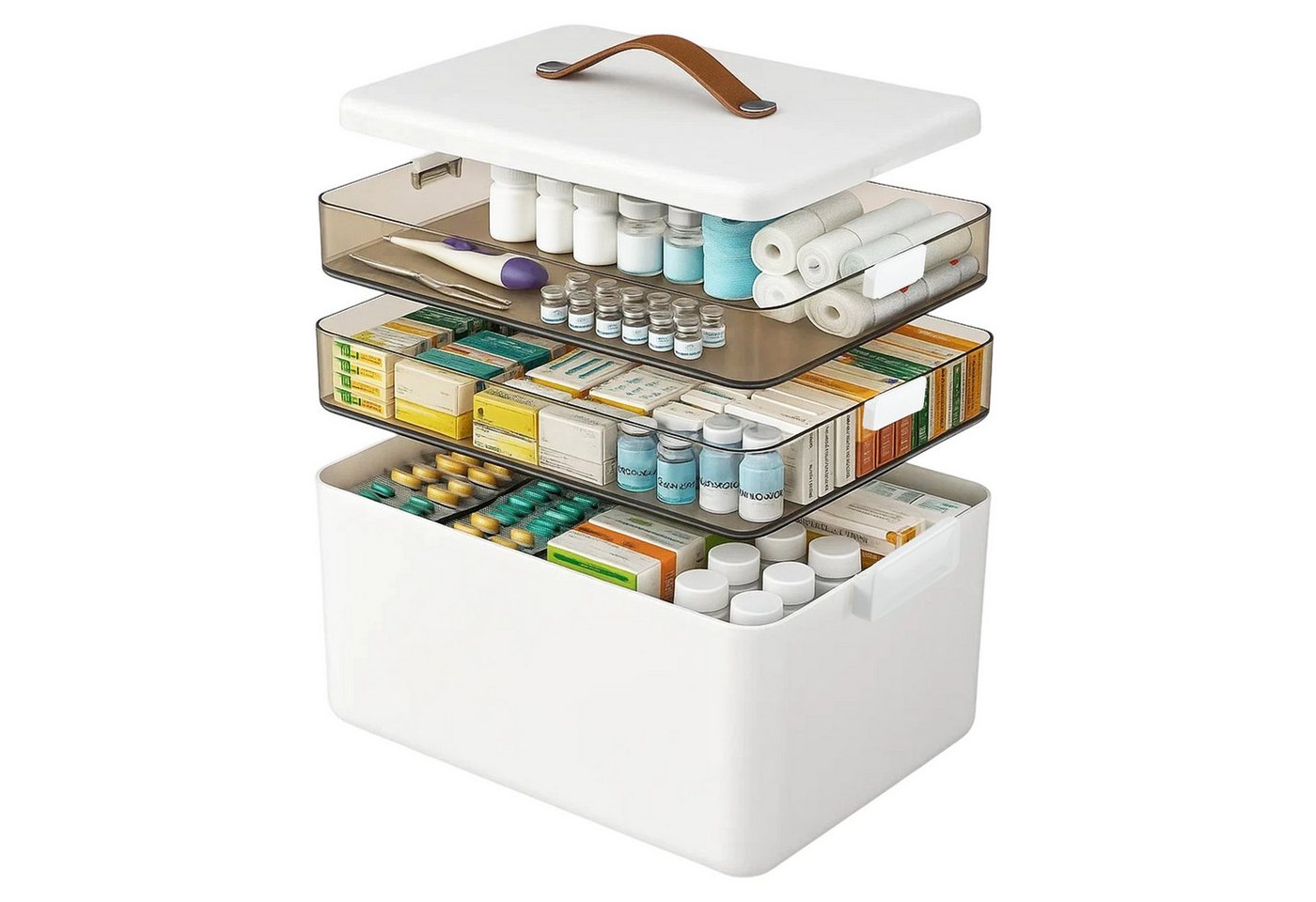 Youyijia Kofferorganizer 3 Ebenen Medikamentenbox Organizer mit Tragegriff Bild 5
