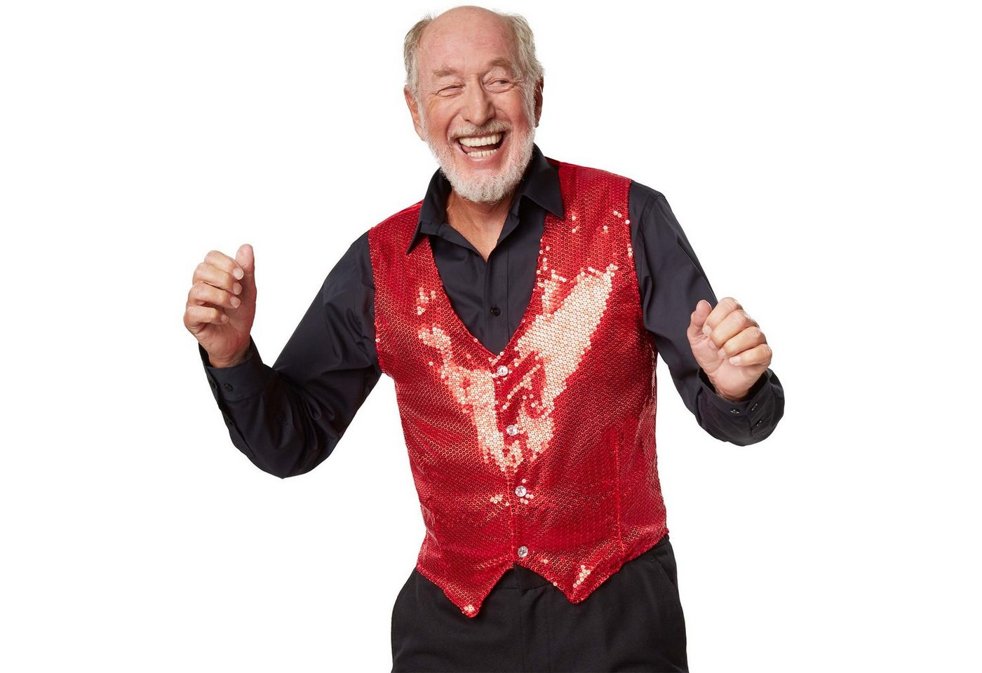 dressforfun Anzugweste Gilet, Hoher Tragekomfort, perfekter Sitz, Herren-Weste einfarbig (Festweste, Konfektionsgröße L in rot) Vorn mit glitzernden Pailletten, Feiner Glanzstoff auf der Rückseite Bild 2