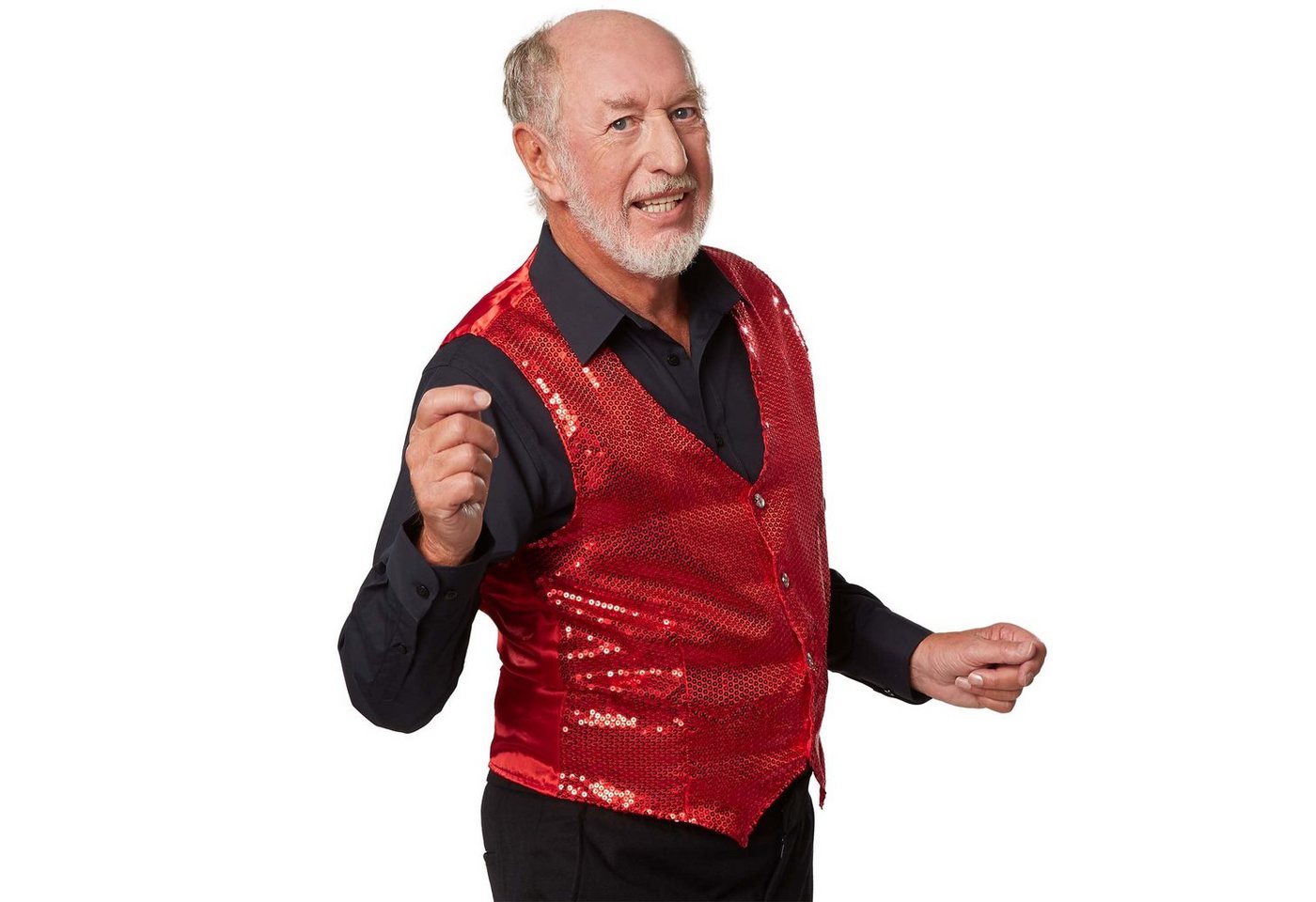 dressforfun Anzugweste Gilet, Hoher Tragekomfort, perfekter Sitz, Herren-Weste einfarbig (Festweste, Konfektionsgröße L in rot) Vorn mit glitzernden Pailletten, Feiner Glanzstoff auf der Rückseite Bild 3