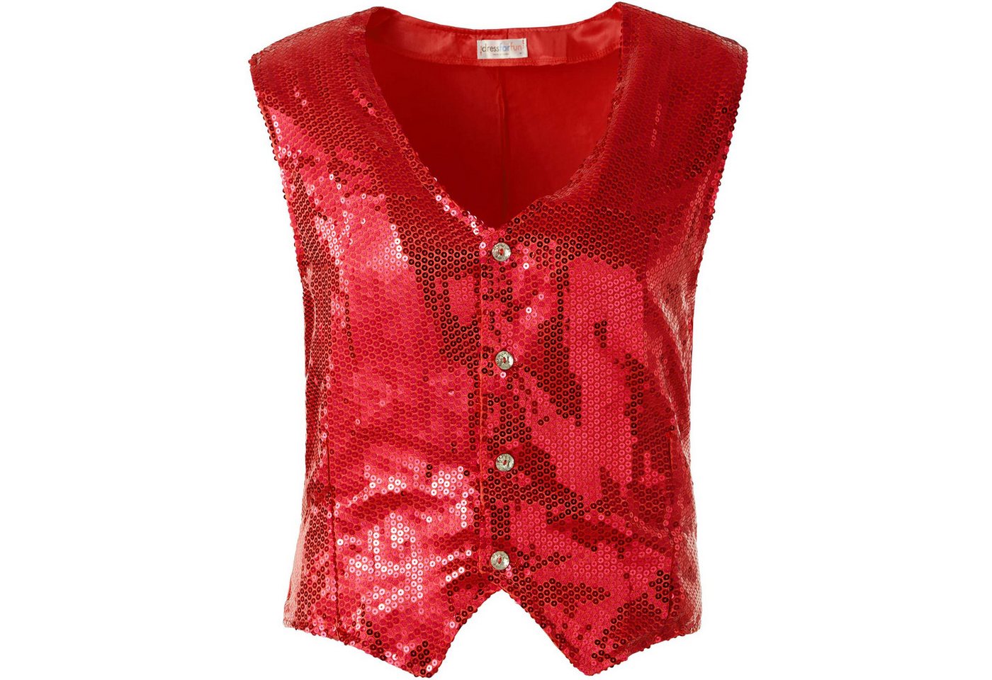 dressforfun Anzugweste Gilet, Hoher Tragekomfort, perfekter Sitz, Herren-Weste einfarbig (Festweste, Konfektionsgröße L in rot) Vorn mit glitzernden Pailletten, Feiner Glanzstoff auf der Rückseite Bild 4