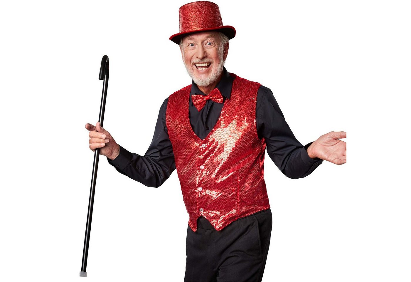 dressforfun Anzugweste Gilet, Hoher Tragekomfort, perfekter Sitz, Herren-Weste einfarbig (Festweste, Konfektionsgröße L in rot) Vorn mit glitzernden Pailletten, Feiner Glanzstoff auf der Rückseite Bild 5