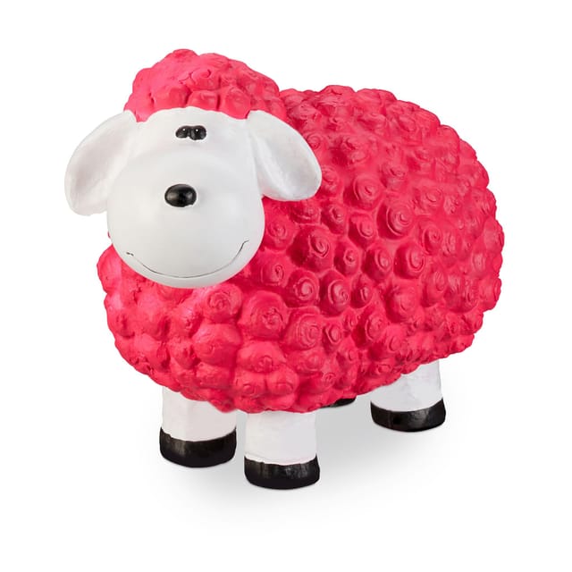 Xxl Gartenfigur Schaf, Tierfigur, wetterfest, handbemalte Gartendeko, innen & außen, Keramik, 44 cm, pink - Relaxdays