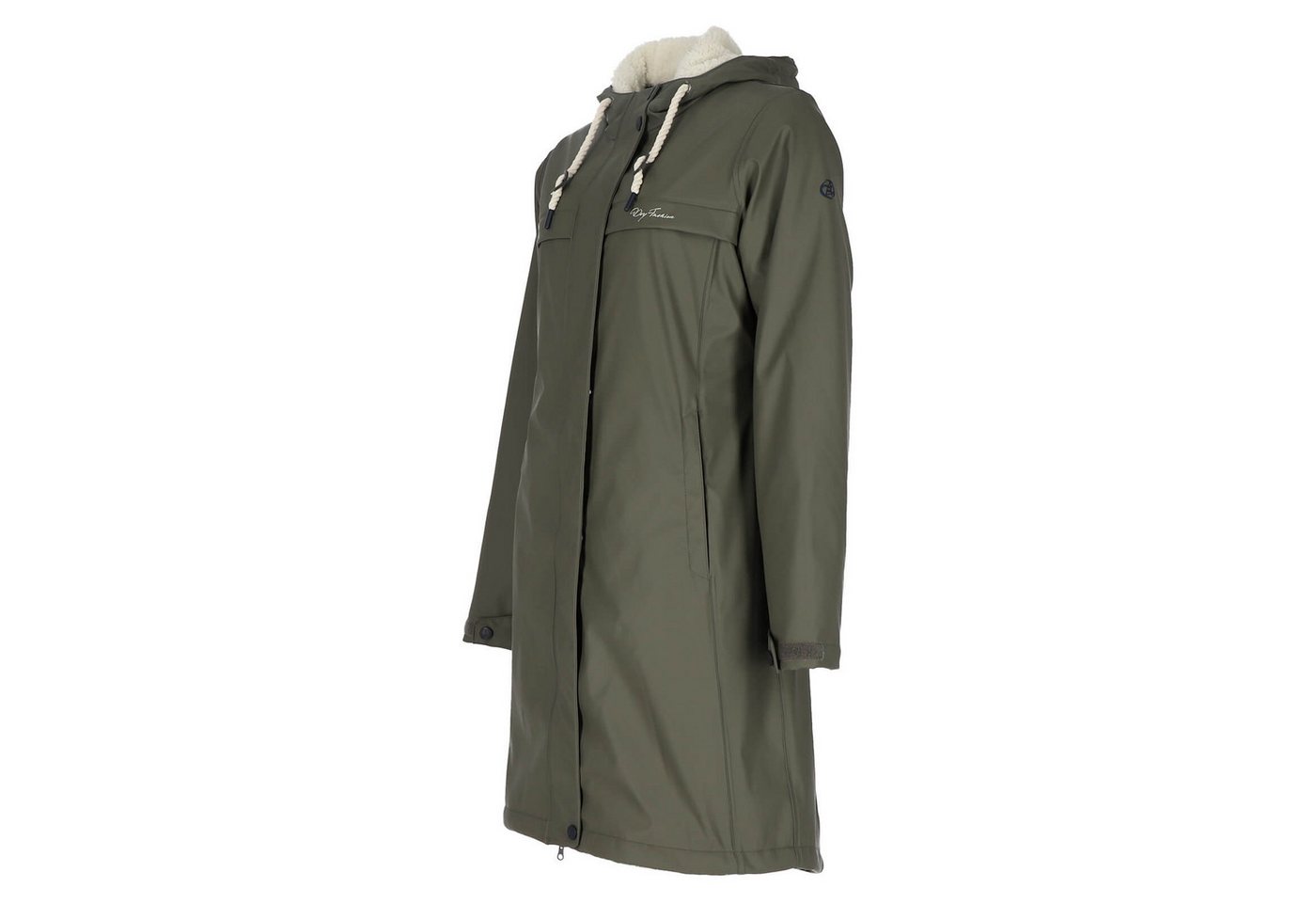 Dry Fashion Regenmantel Oslo Damen PU-Mantel Teddy-Fleece-Futter - Regenjacke Outdoor-Jacke Wind- & wasserdicht, Verschweißte Nähte, 2-Wege-Reißverschluss, Kapuze Bild 2