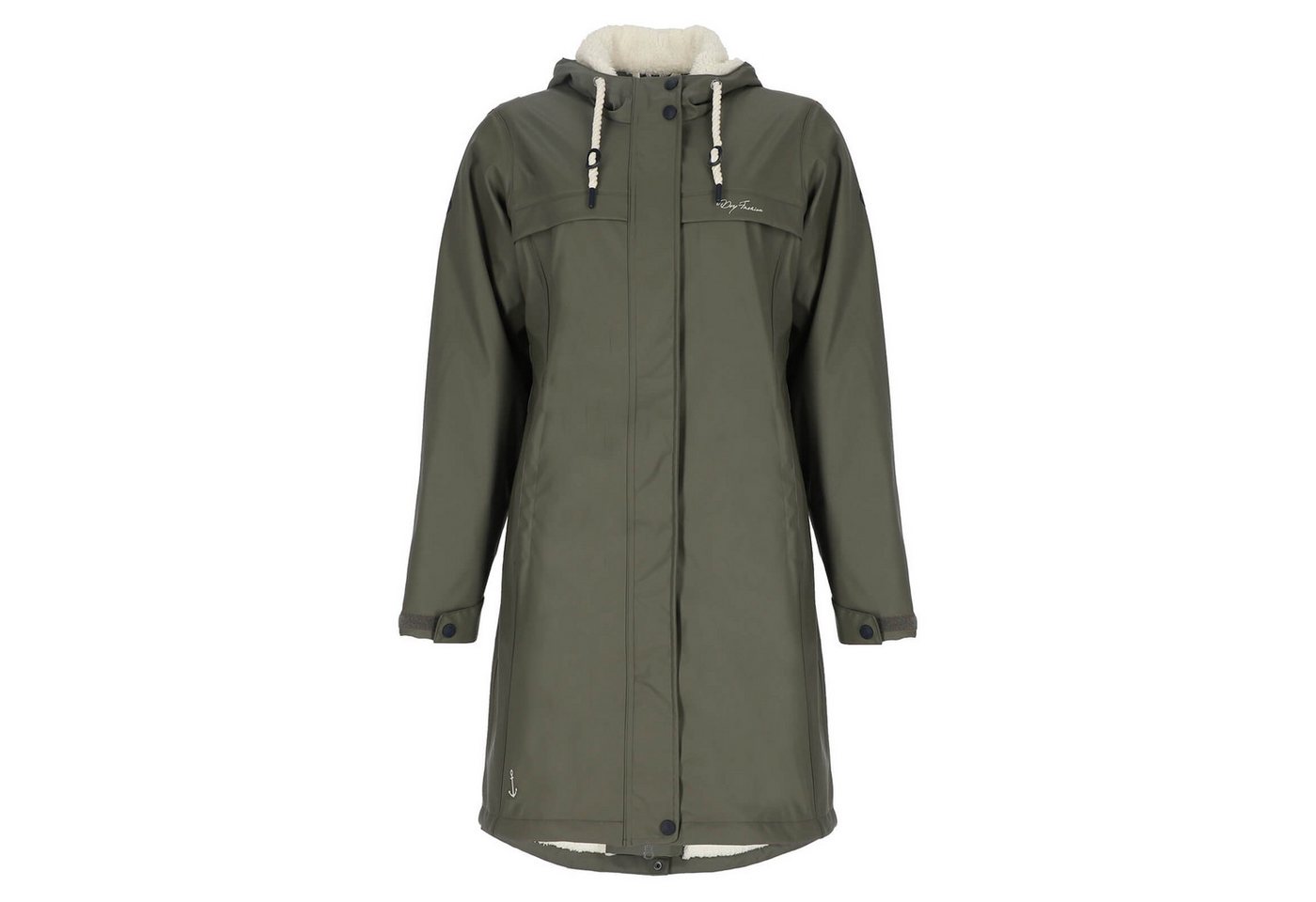 Dry Fashion Regenmantel Oslo Damen PU-Mantel Teddy-Fleece-Futter - Regenjacke Outdoor-Jacke Wind- & wasserdicht, Verschweißte Nähte, 2-Wege-Reißverschluss, Kapuze Bild 5