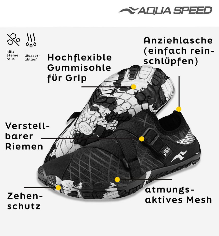 Aqua Speed Tortuga Aqua Sneaker Gr. 42 – Schwarz + Handtuch inklusive Wasserschuh (Strandschuhe mit Belüftung – atmungsaktiv & angenehm barfuß) Strapazierfähig & elastisch – für intensive Sommernutzung