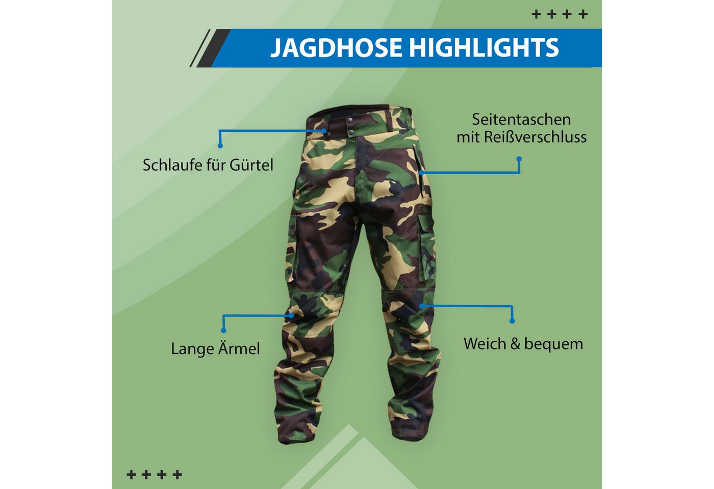 German Wear Outdoorhose GW611T Lange Jagd Jagdhose Jägerhose aus Textilien mit Stickerei Bild 5
