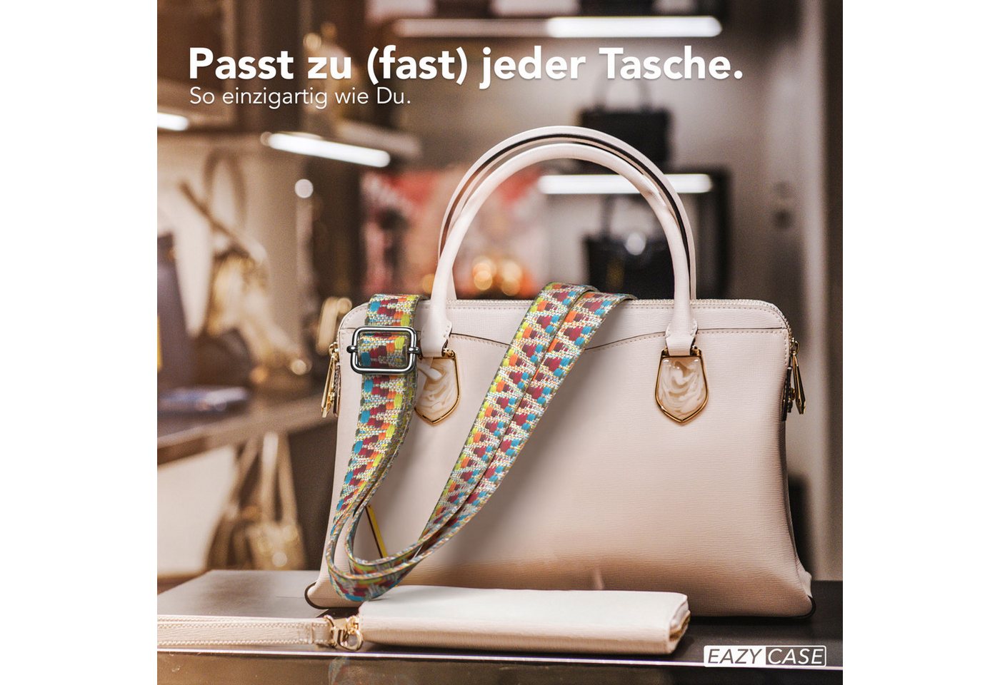 EAZY CASE Schulterriemen Ersatz Taschenriemen Boho Style Verstellbarer ZickZack Trageriemen als Ersatz für Gürteltaschen Bunt Bild 5