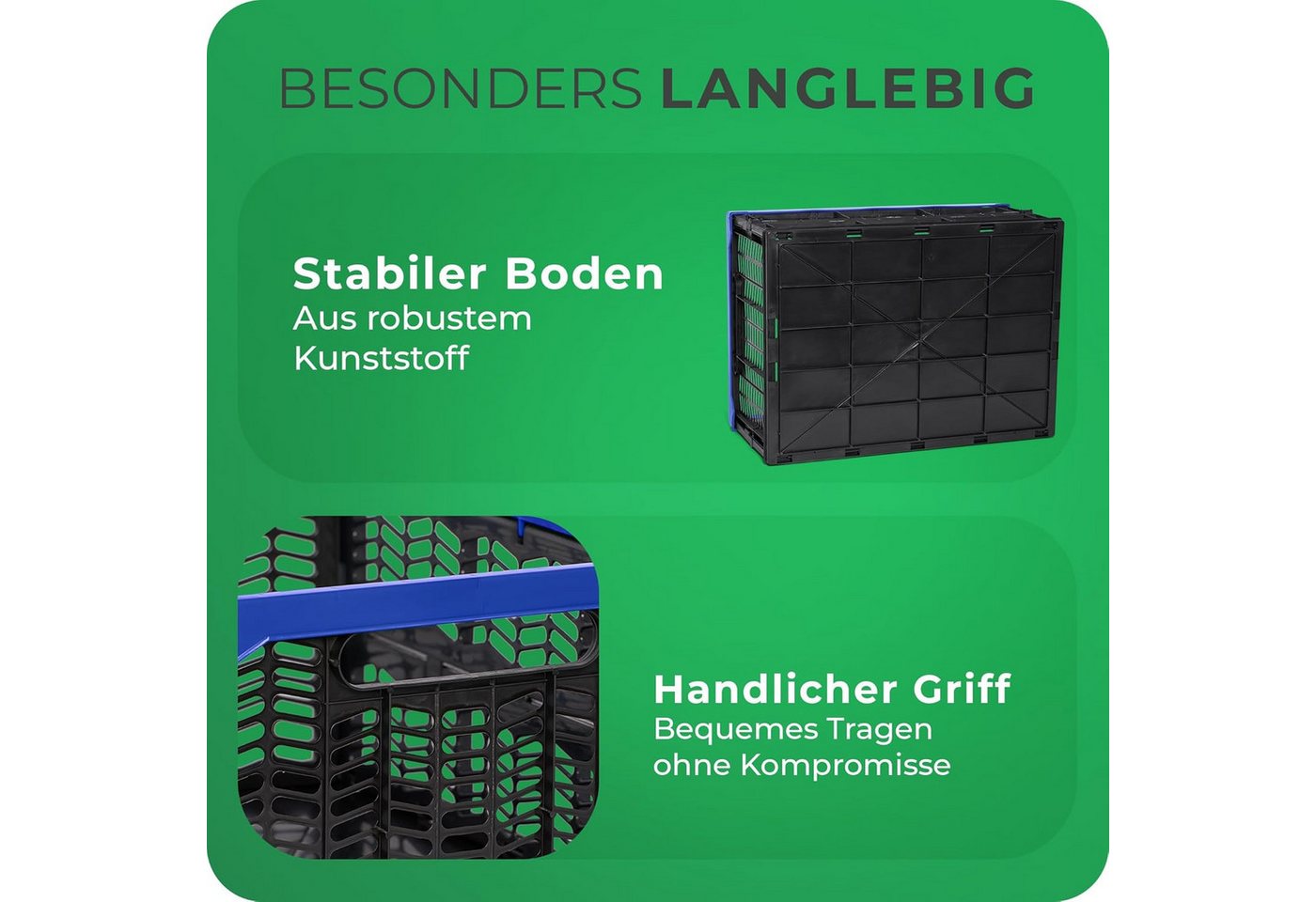 Novaliv Klappbox 19662-2xStuck, Klappboxen faltbar stabil 2x 30L Blau Schwarz baskets Einkaufskiste Kl Bild 2