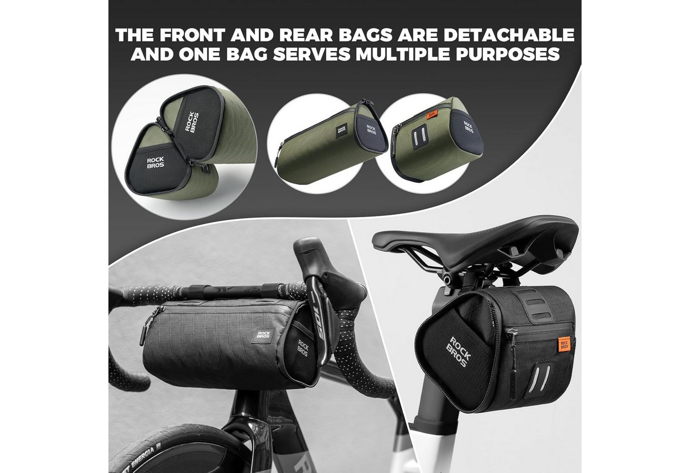 ROCKBROS Rahmentasche 4-in-1 wasserabweisende Fahrradtasche für MTB, Rennrad & Alltag Bild 3