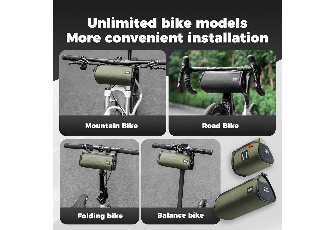 ROCKBROS Rahmentasche 4-in-1 wasserabweisende Fahrradtasche für MTB, Rennrad & Alltag Bild 4