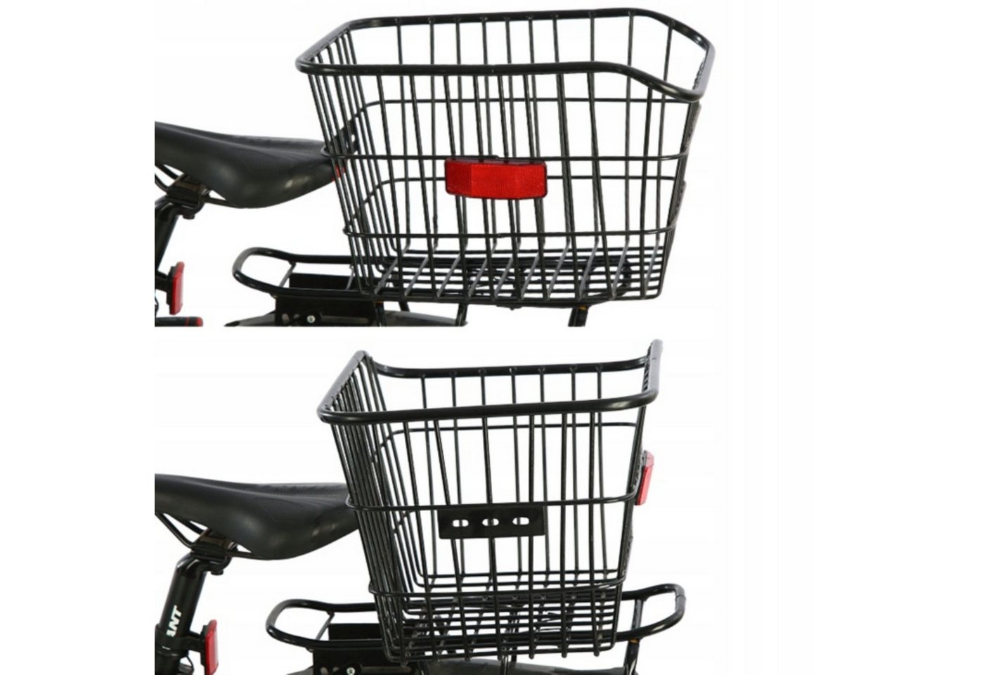 Festivalartikel Fahrradkorb Fahrradkorb Gepäckträger Hinten Metall mit Gurt Reflektor Set (1-tlg) Bild 4