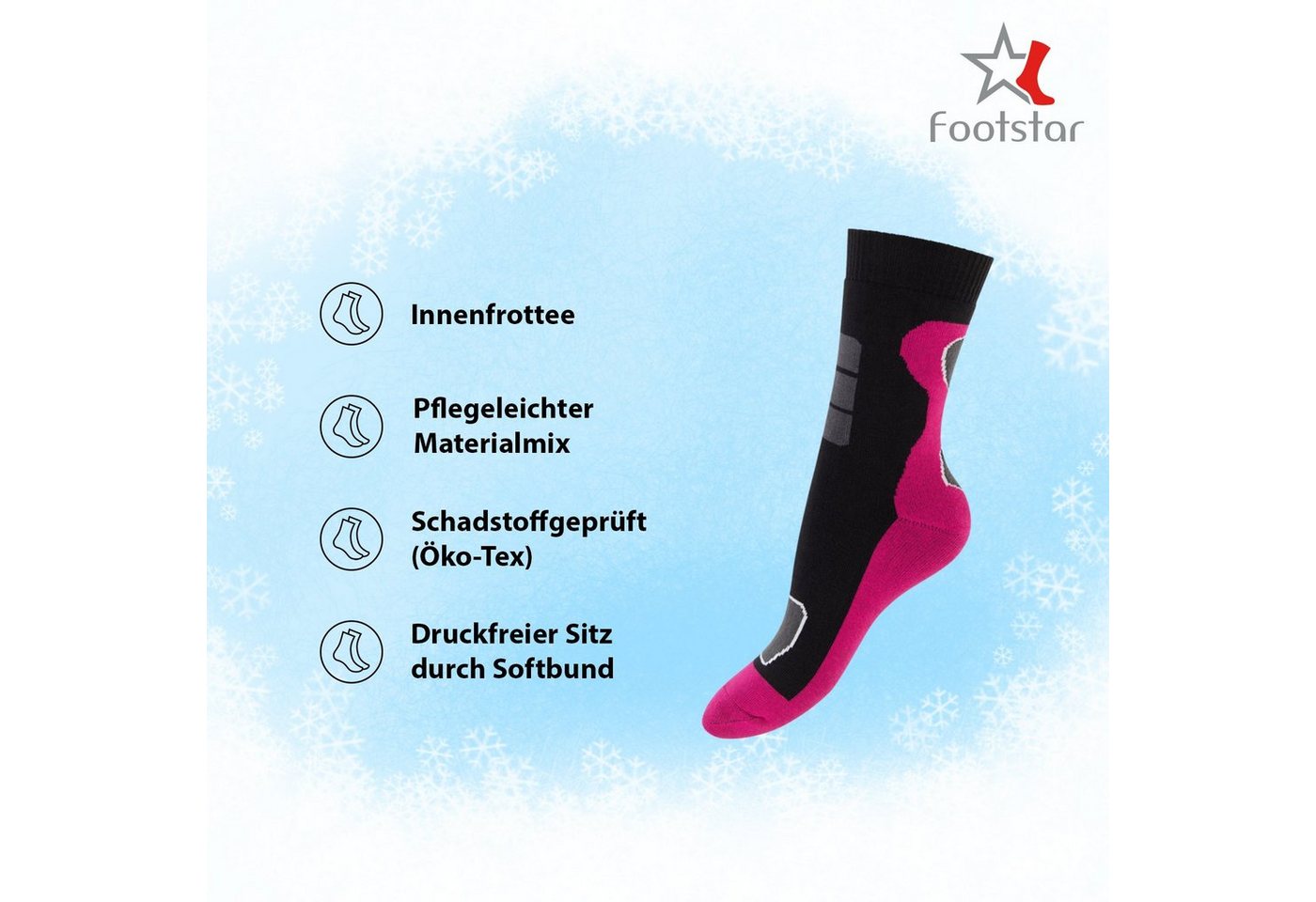 Footstar Thermosocken Damen Wintersocken (6 Paar) Warme Vollfrottee Thermo Socken Bild 3