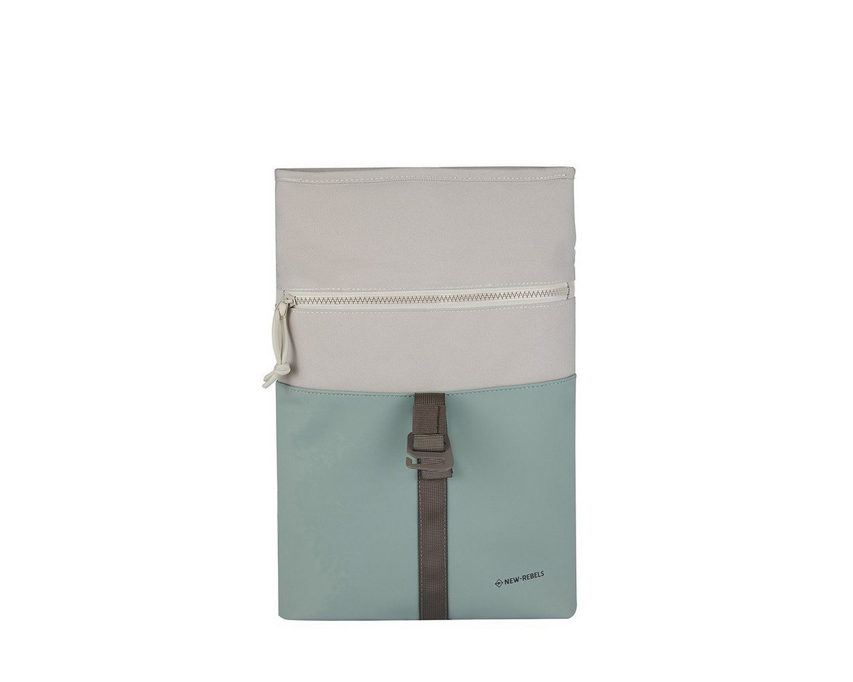 NEW REBELS Cityrucksack kleiner Roll Up RollTop Kurier Rucksack Backham Los Angeles, wasserabweisendes Planenmaterial, grün beige