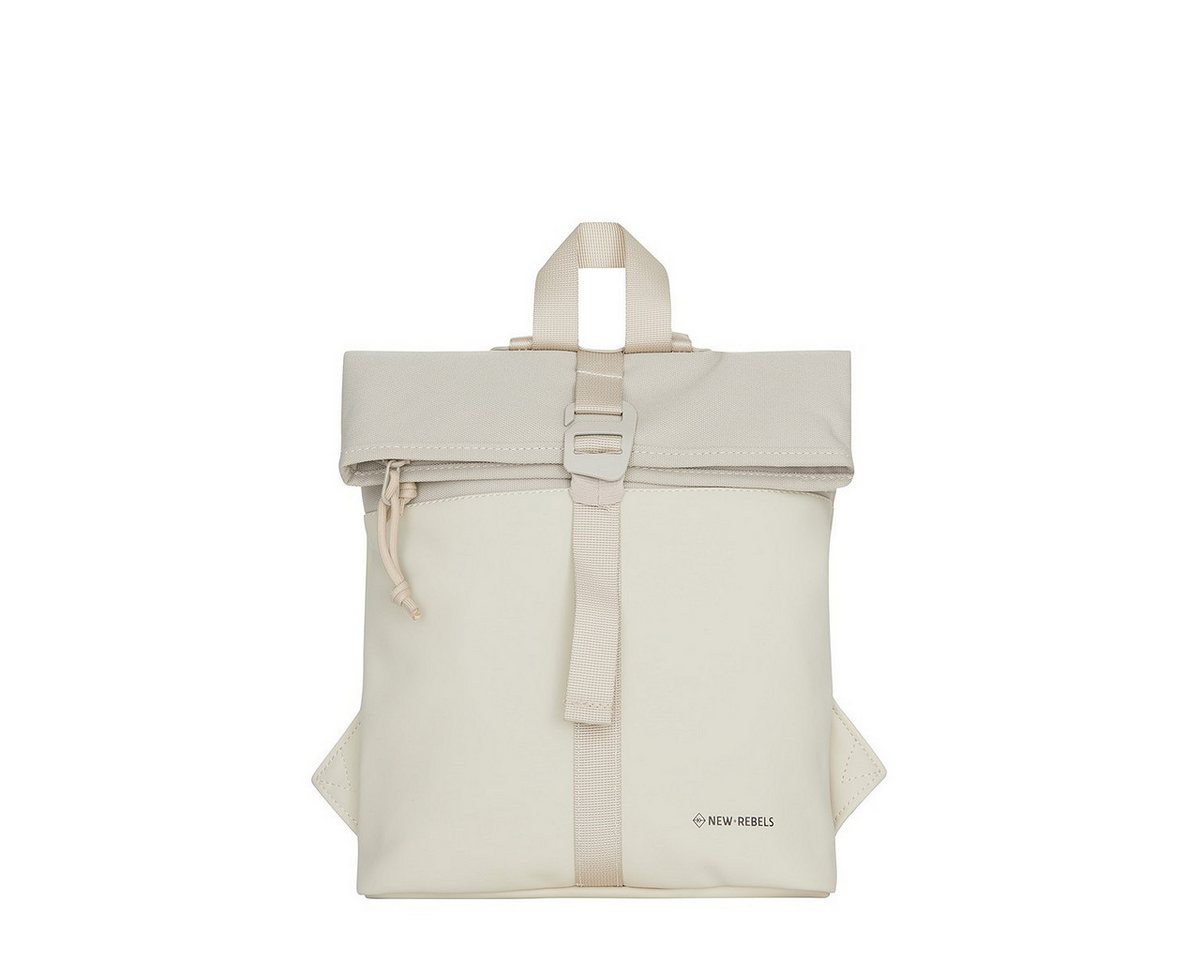 NEW REBELS Cityrucksack kleiner Roll Up RollTop Kurier Rucksack Bruce Los Angeles, wasserabweisendes Planenmaterial & Nylon, beige