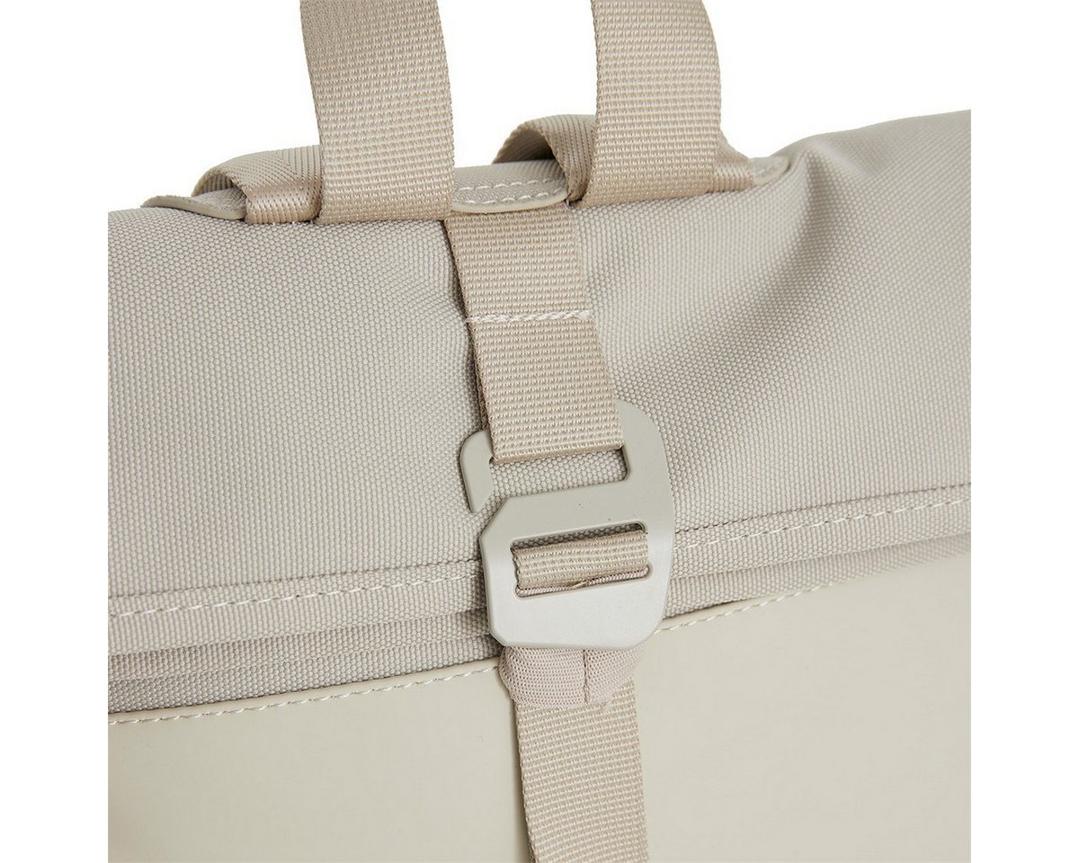 NEW REBELS Cityrucksack kleiner Roll Up RollTop Kurier Rucksack Bruce Los Angeles, wasserabweisendes Planenmaterial & Nylon, beige Bild 4