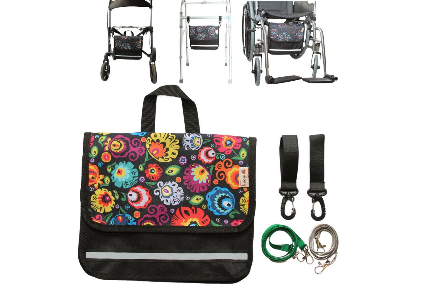 Seniori Aufbewahrungstasche multifunktionale Tasche für Rollstühle UNTER DEM SITZ Rollstuhltasche, 6U - Folklore Bild 4