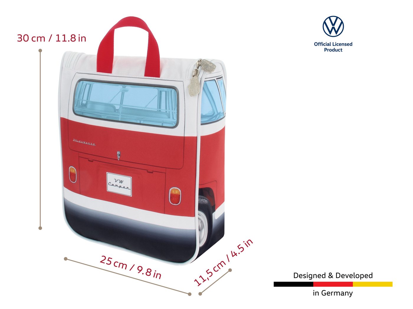 VW Collection by BRISA Kulturbeutel Volkswagen Kulturtasche, Kosmetiktasche zum Aufhängen (1 Stück, mit 3 elastischen Netztaschen und 1 Netztasche mit Reißverschluss), nicht nur ein Fanartikel