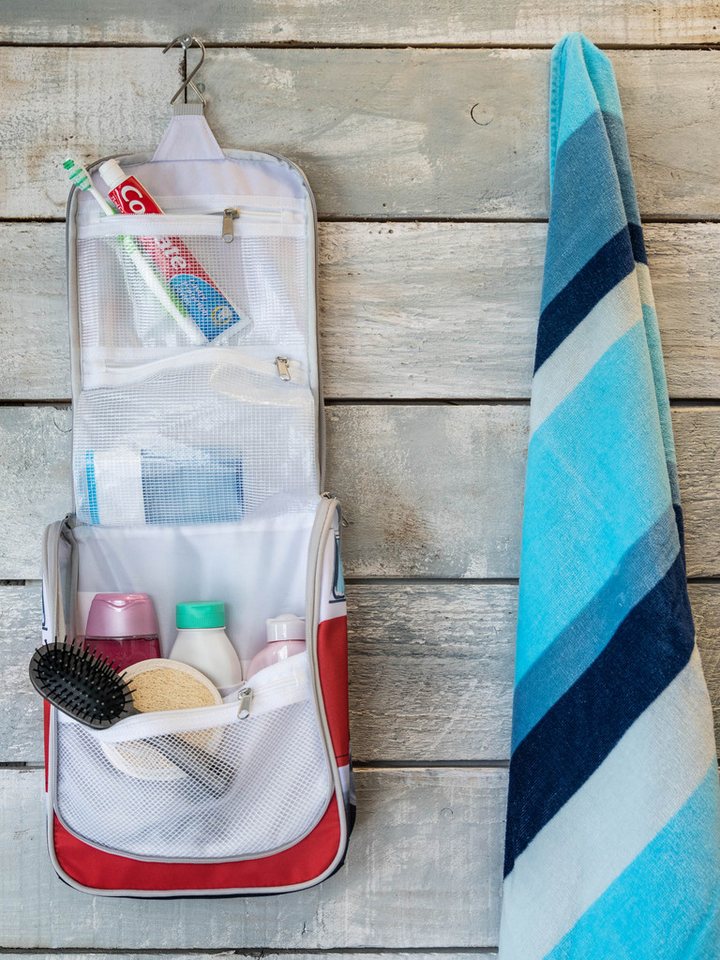 VW Collection by BRISA Kulturbeutel Volkswagen Kulturtasche, Kosmetiktasche zum Aufhängen (1 Stück, mit 3 elastischen Netztaschen und 1 Netztasche mit Reißverschluss), nicht nur ein Fanartikel Bild 5