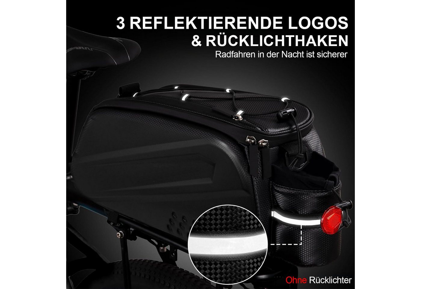 Fyrove Fahrradtasche, Gepäckträgertasche, Fahrradtasche für Gepäckträger (100% Wasserdicht & Reflektierend, mit Tragegriff und Schultergurt, Gefertigt für Langlebigkeit) Bild 2