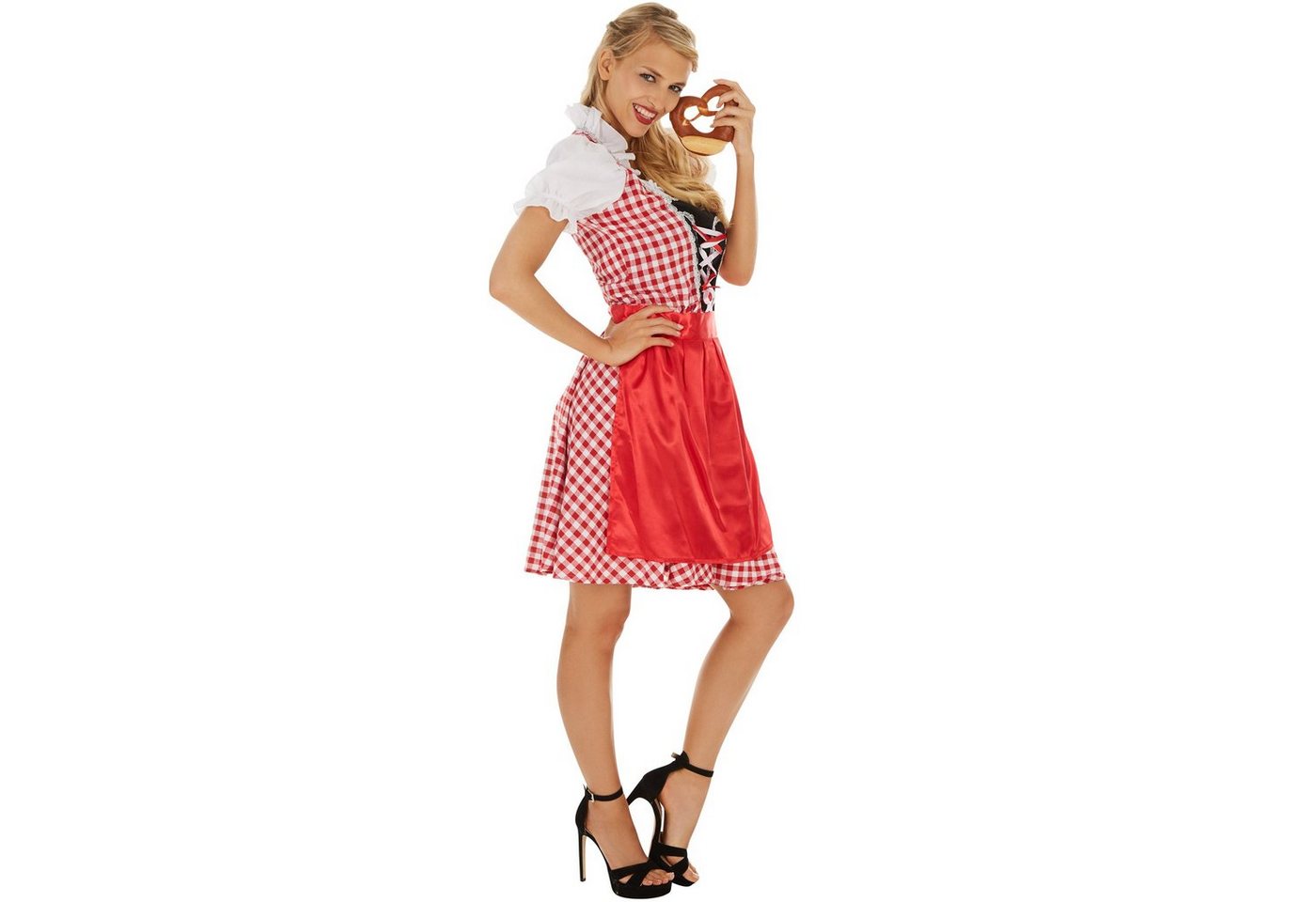 dressforfun Kostüm Dirndlkleid/Frauentracht, Gr. L, Farblich top abgestimmte Schürze, in der Farbe rot/weiß, Ansprechende Schnürung im vorderen Bereich Bild 5