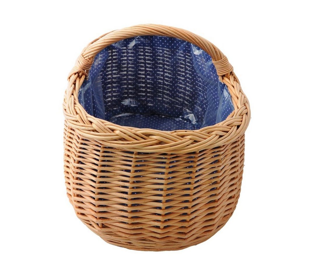 YULKA Einkaufskorb Weidenkorb BAGI BLAU 2 Flechtkorb mit folierter Stoffeinlage, 30 l, ökologisches Weidengeflecht, stilvoll und praktisch Bild 3