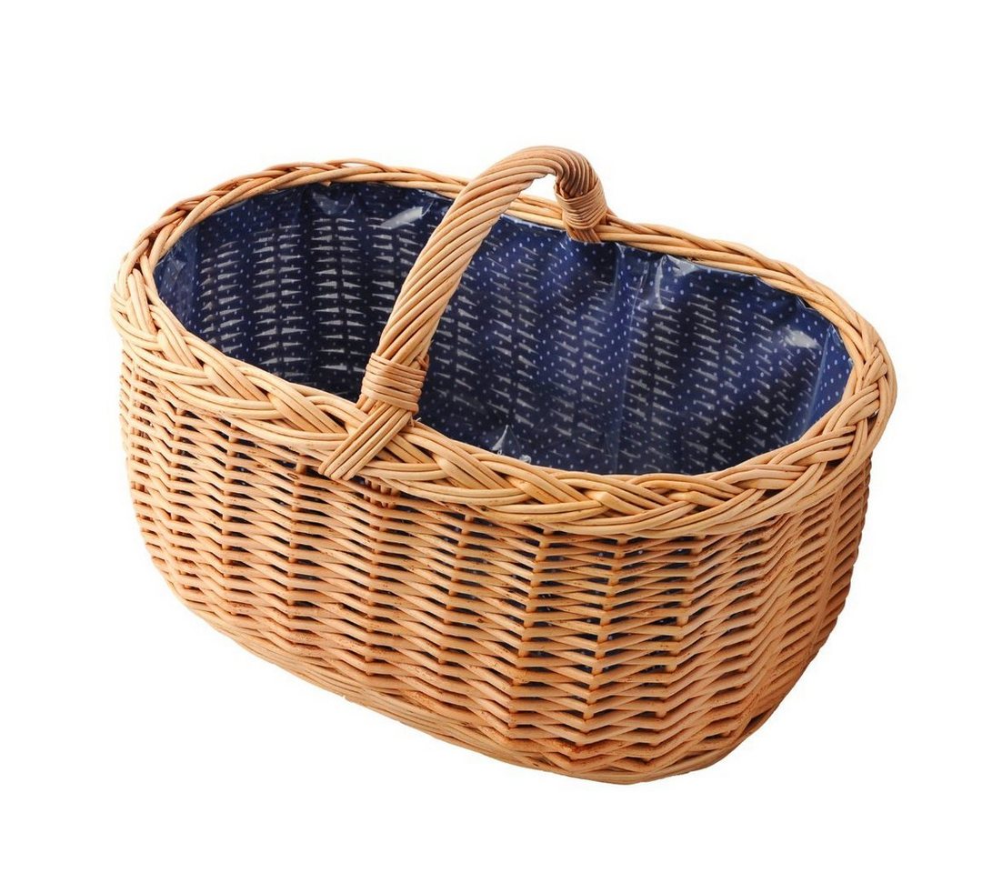 YULKA Einkaufskorb Weidenkorb BAGI BLAU 2 Flechtkorb mit folierter Stoffeinlage, 30 l, ökologisches Weidengeflecht, stilvoll und praktisch Bild 4