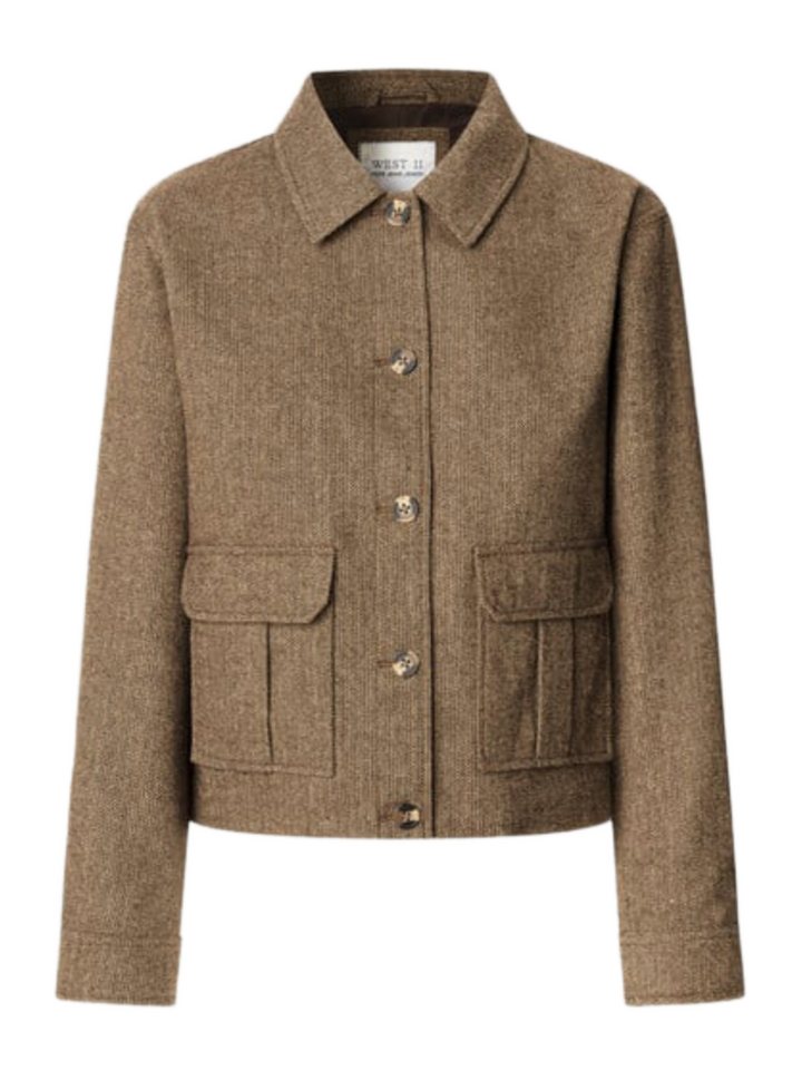 Pepe Jeans Outdoorjacke braun,Casual,Polyester,Allover-Print,Hemdblusenkragen,Lang,Gerade Bild 2