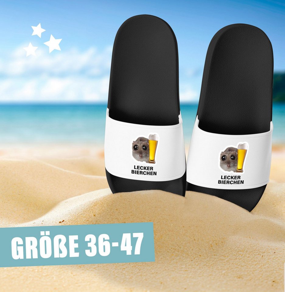 MoonWorks Badeschlappen Herren Damen Unisex mit Spruch Lecker Bierchen Badesandale Bild 4