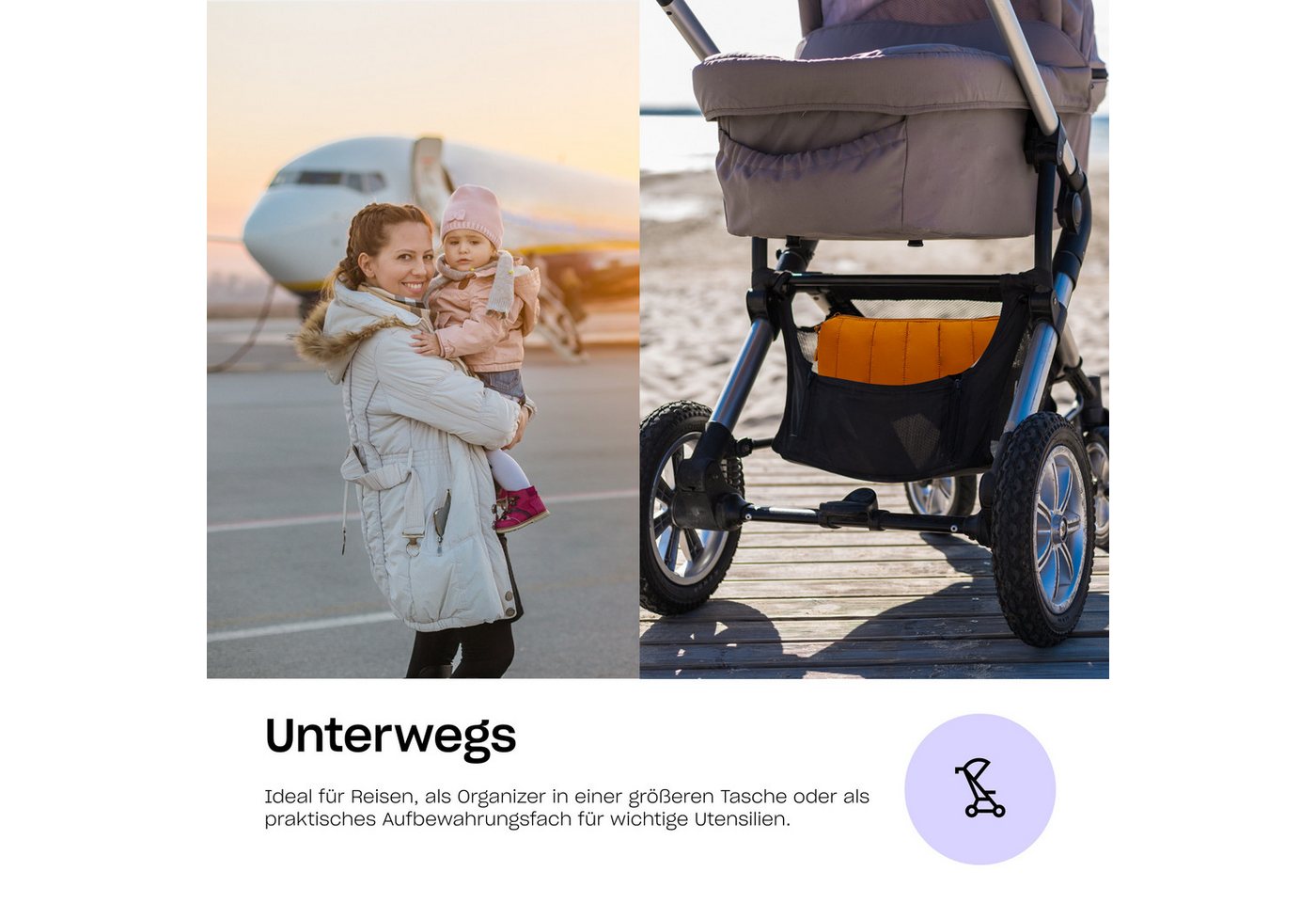 Hylat Baby Kulturbeutel Kosmetiktasche - vielseitiger Kulturbeutel-Organizer – Braun (1-tlg), Kosmetiktasche - stilvolle gesteppte Windeltasche - Braun Bild 4