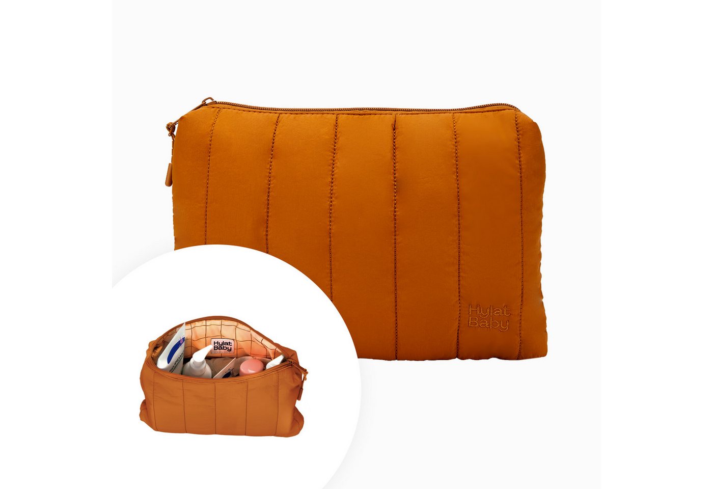 Hylat Baby Kulturbeutel Kosmetiktasche - vielseitiger Kulturbeutel-Organizer – Braun (1-tlg), Kosmetiktasche - stilvolle gesteppte Windeltasche - Braun Bild 5