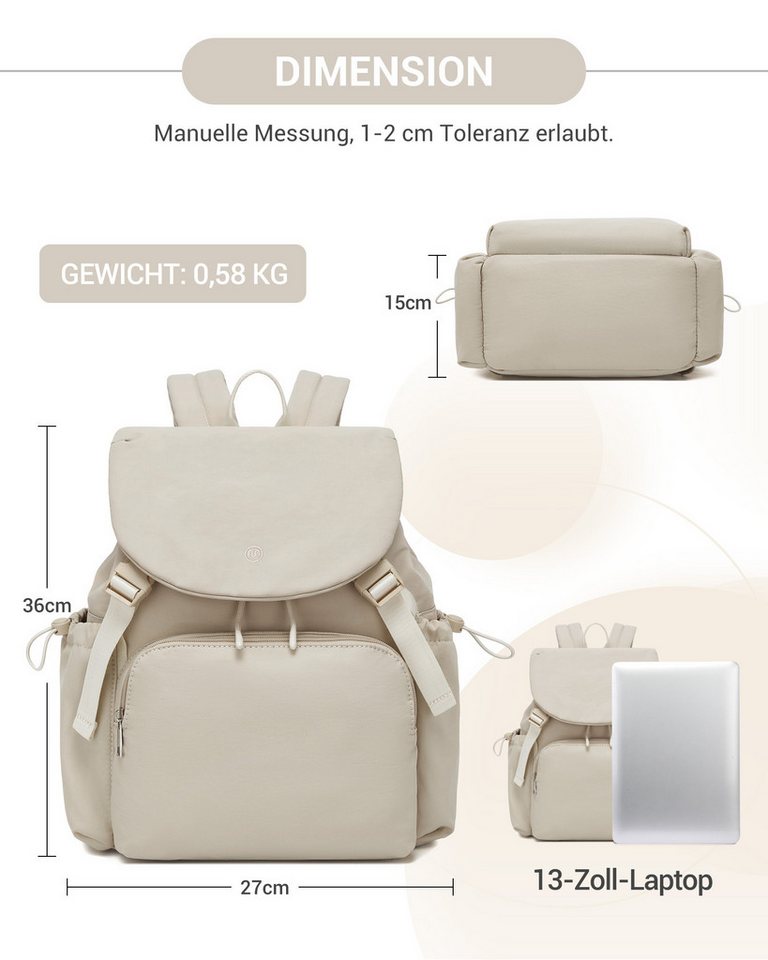 Miss Lulu Rucksack Leichter Rucksack Damen – Kompakter Cityrucksack mit 13" Laptopfach