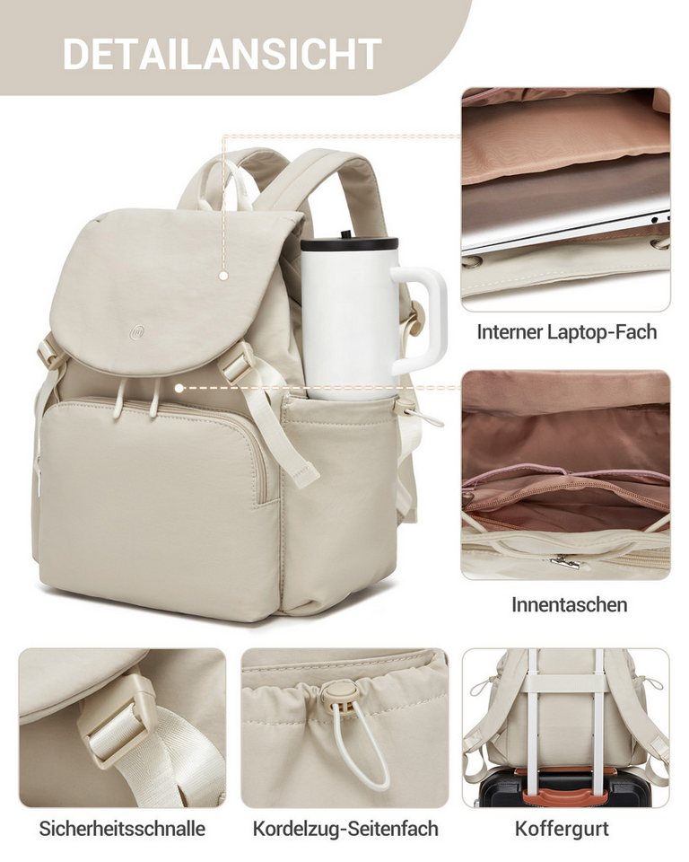Miss Lulu Rucksack Leichter Rucksack Damen – Kompakter Cityrucksack mit 13" Laptopfach Bild 3