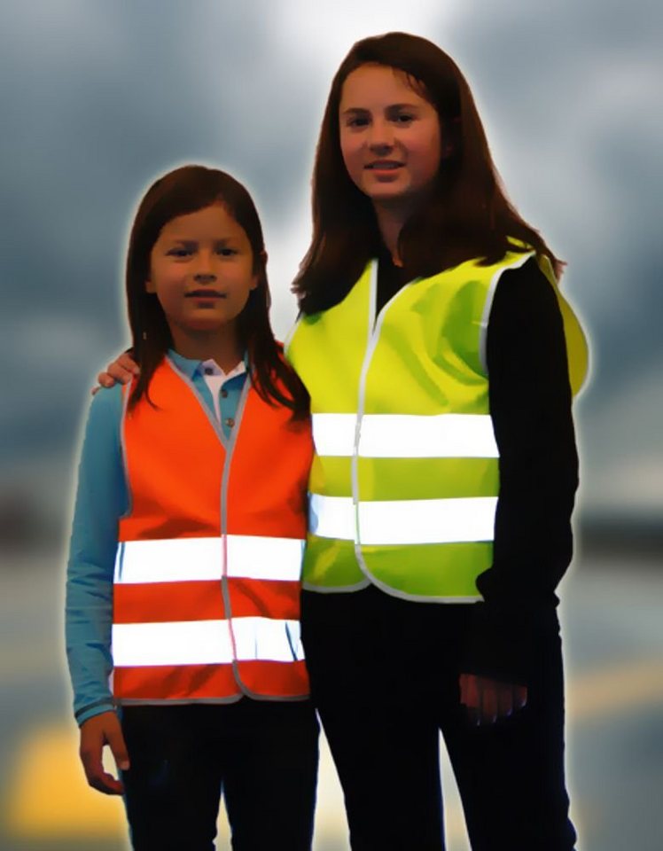 coole-fun-t-shirts Schulranzen Ich bin 1. Klasse ! Kinder Warnweste zur Einschulung Schulanfang ABC Schützen Gr. XS 120-140 cm oder S 152-160 cm Sicherheitsweste Neongelb und orange Bild 2