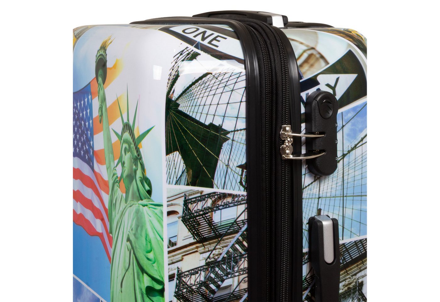 Trendyshop365 Hartschalen-Trolley Liberty, bunter Koffer mit Motiv, 3 Größen, 4 Rollen, Zahlenschloss, Polycarbonat, Dehnfalte Bild 2