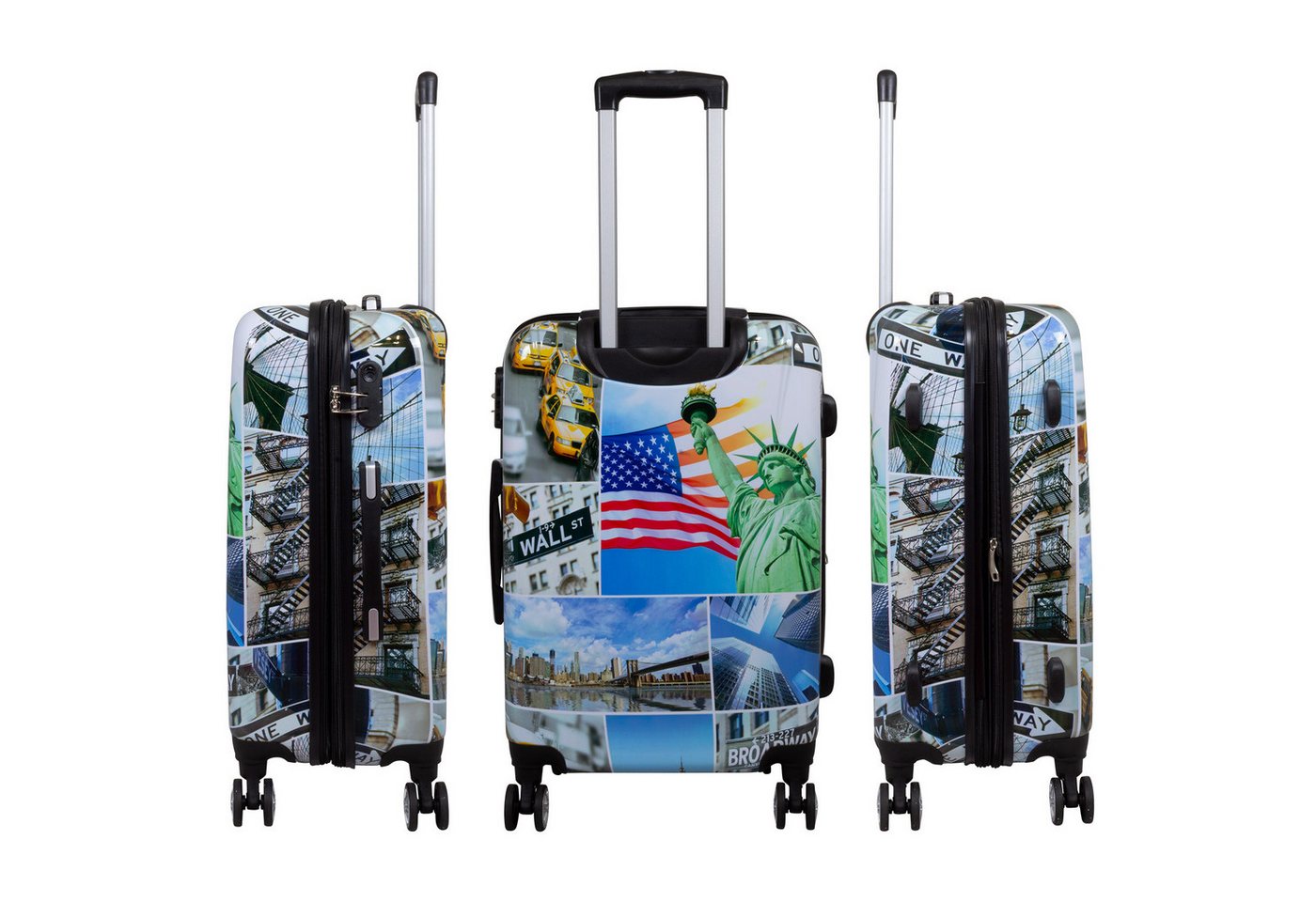 Trendyshop365 Hartschalen-Trolley Liberty, bunter Koffer mit Motiv, 3 Größen, 4 Rollen, Zahlenschloss, Polycarbonat, Dehnfalte Bild 3