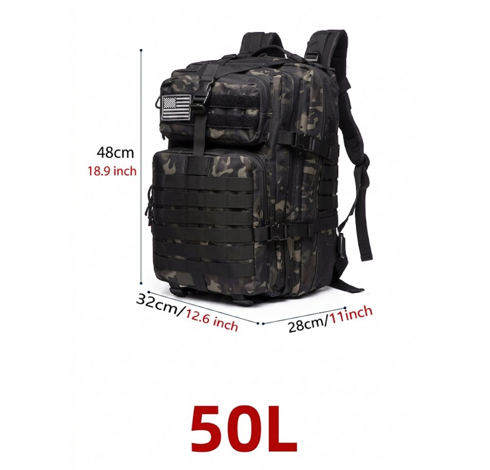 Athlix Wanderrucksack taktischer Wanderrucksack inklusive Laptopfach Outdoor, Softback, Ergonomisches Tragesystem, 50-Liter-Volumen Bild 4