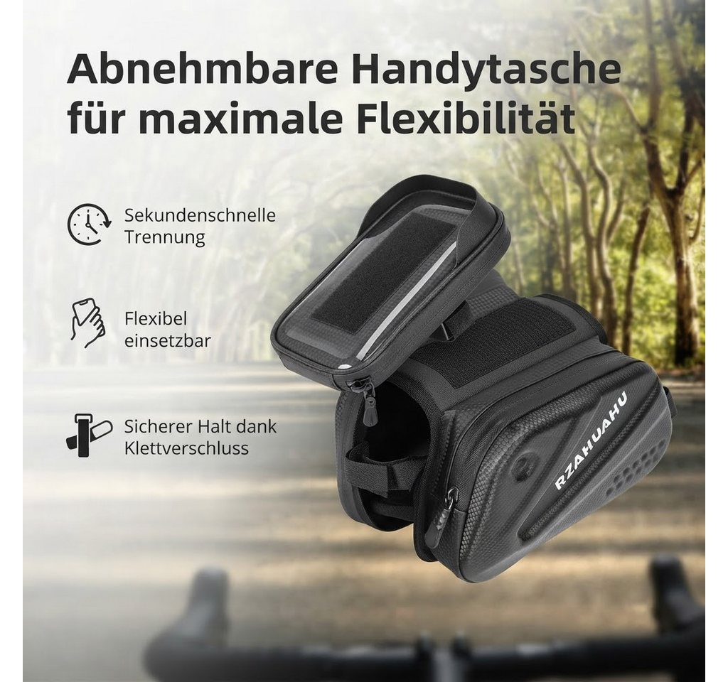 ibettertec Fahrradtasche Lenkertasche Fahrrad, Rahmentasche Fahrrad mit Handytasche (Wasserdicht, mit Handyfach, einfache Montage, Fahrradtasche bis 7.2" für Lenker), ideal für Fahrradfahrer, perfekt für Radsport Bild 4