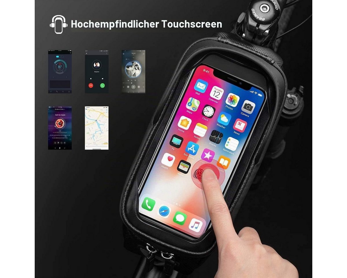 ibettertec Fahrradtasche Lenkertasche Fahrrad, Rahmentasche Fahrrad mit Handytasche (Wasserdicht, mit Handyfach, einfache Montage, Fahrradtasche bis 7.2" für Lenker), ideal für Fahrradfahrer, perfekt für Radsport Bild 5