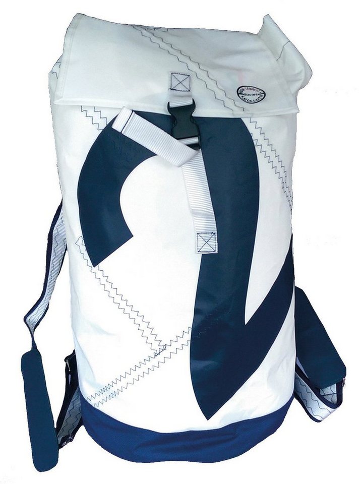 Trend Marine Reiserucksack Sea Duffle Seesack, Weiß/Marineblau aus Segeltuch