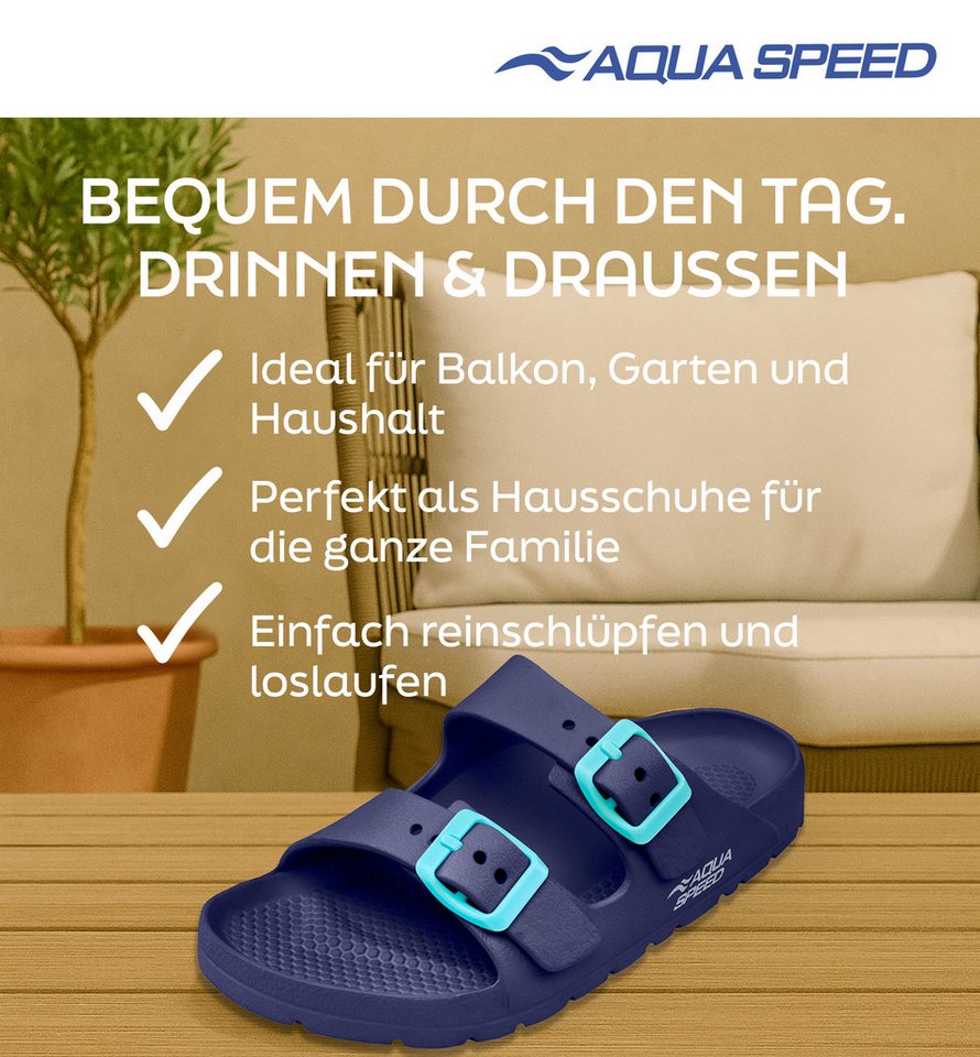 Aqua Speed Gr. 29 – bequeme Kinder-Latschen mit Mikrofaserhandtuch Badesandale (Flexible Badeschuhe für Urlaub & Garten – Kindergrößen 29 im Set) Riemen individuell einstellbar – rutschfest & ideal für Strand Bild 3