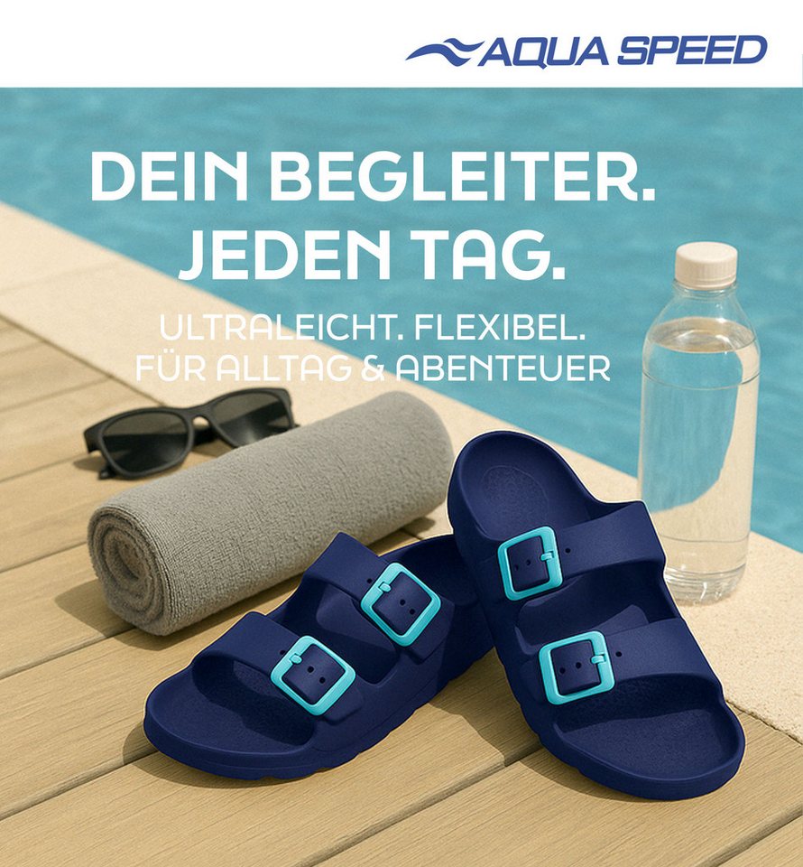 Aqua Speed Gr. 29 – bequeme Kinder-Latschen mit Mikrofaserhandtuch Badesandale (Flexible Badeschuhe für Urlaub & Garten – Kindergrößen 29 im Set) Riemen individuell einstellbar – rutschfest & ideal für Strand Bild 5