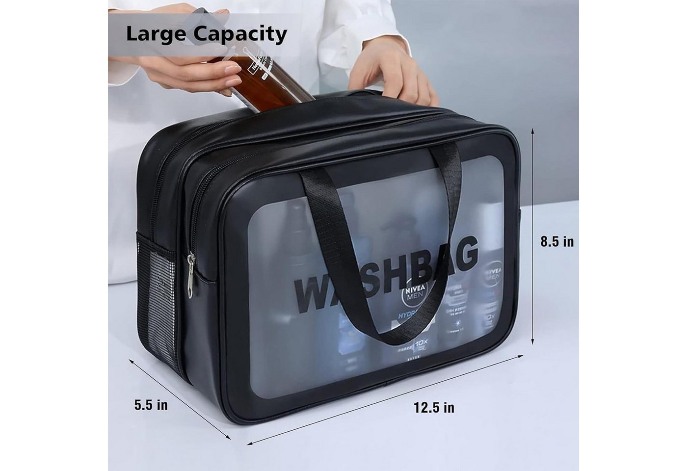 Fyrove Kulturbeutel Kulturbeutel Groß Damen Herren, Reise Waschtasche mit Doppeltem Bild 3