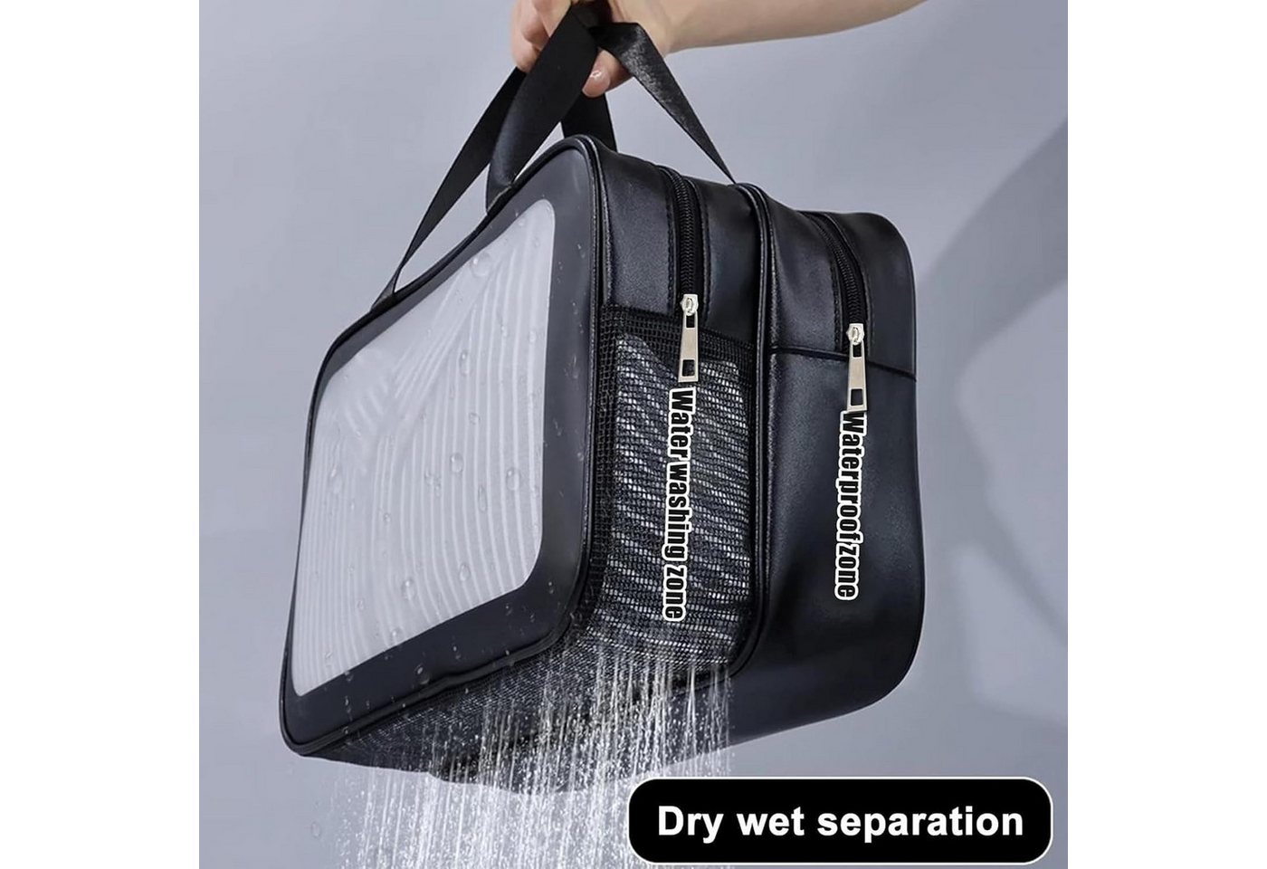 Fyrove Kulturbeutel Kulturbeutel Groß Damen Herren, Reise Waschtasche mit Doppeltem Bild 4