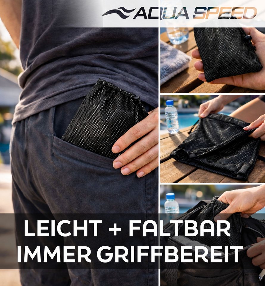 Aqua Speed Turnbeutel Netzbeutel Mesh Wassersport Tasche 46x76cm blau (Großer Transportbeutel für Schwimm- & Tauchausrüstung), Komfortabler Schultergurt für einfachen Transport Bild 4