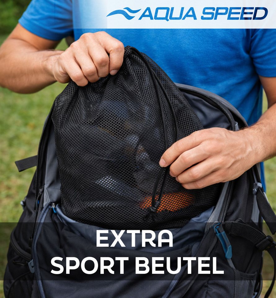 Aqua Speed Turnbeutel Netzbeutel Mesh Wassersport Tasche 46x76cm blau (Großer Transportbeutel für Schwimm- & Tauchausrüstung), Komfortabler Schultergurt für einfachen Transport Bild 5
