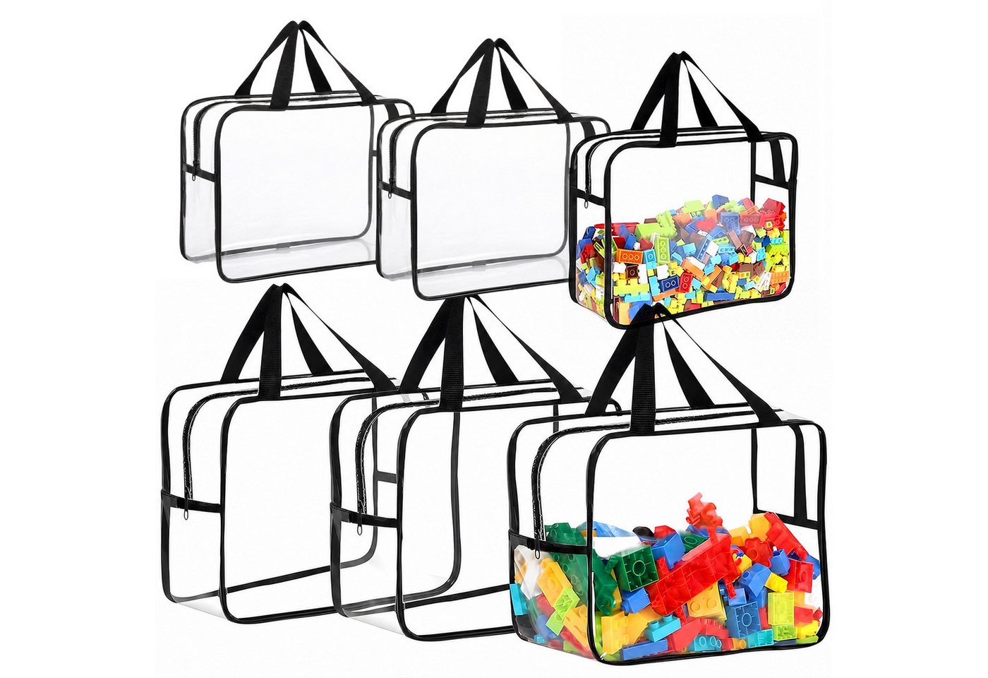 SURFOU Aufbewahrungstasche 6er PVC Aufbewahrungstaschen für Spielzeug Durchsichtig (Toilettentaschen, Spielzeug Aufbewahrungstaschen Toy Storage Bags), für Spielzeug Puzzles Blöcke Bild 3
