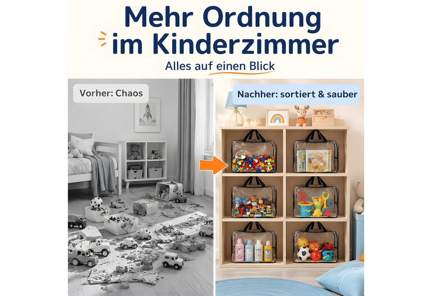 SURFOU Aufbewahrungstasche 6er PVC Aufbewahrungstaschen für Spielzeug Durchsichtig (Toilettentaschen, Spielzeug Aufbewahrungstaschen Toy Storage Bags), für Spielzeug Puzzles Blöcke Bild 4
