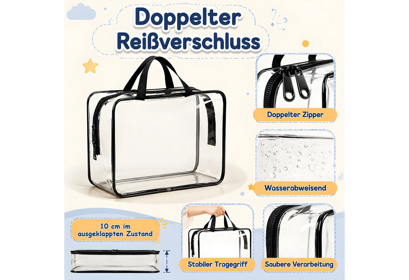 SURFOU Aufbewahrungstasche 6er PVC Aufbewahrungstaschen für Spielzeug Durchsichtig (Toilettentaschen, Spielzeug Aufbewahrungstaschen Toy Storage Bags), für Spielzeug Puzzles Blöcke Bild 5